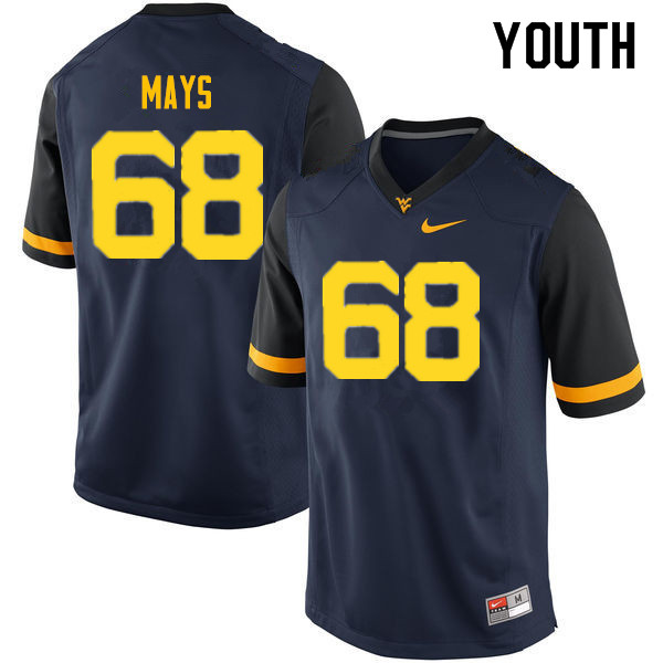 NCAA Youth Briason Mays West Virginia Mountaineers Navy #68 Nike Stitched Football College Authentic Jersey IO23J86WC